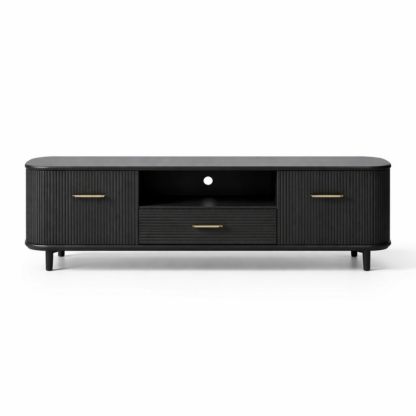 Black MDF TV Stand with Shelves and Drawers