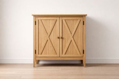 Oak Wood Storage Cabinet Double Door