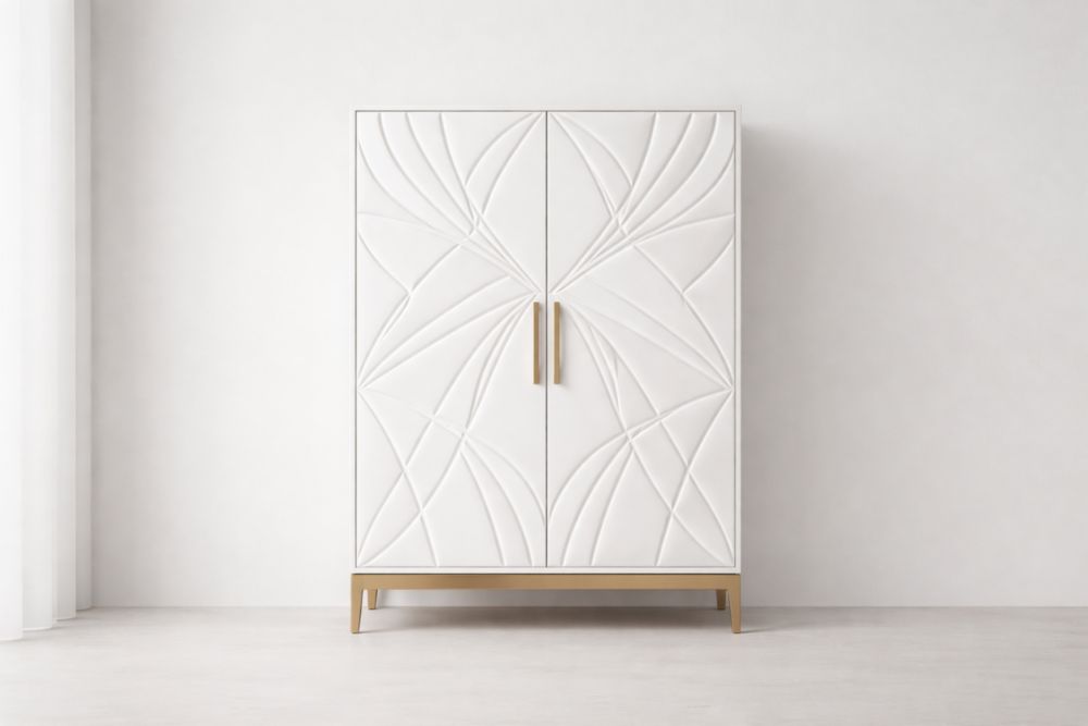 Two-Door Storage Cabinet with Geometric Pattern