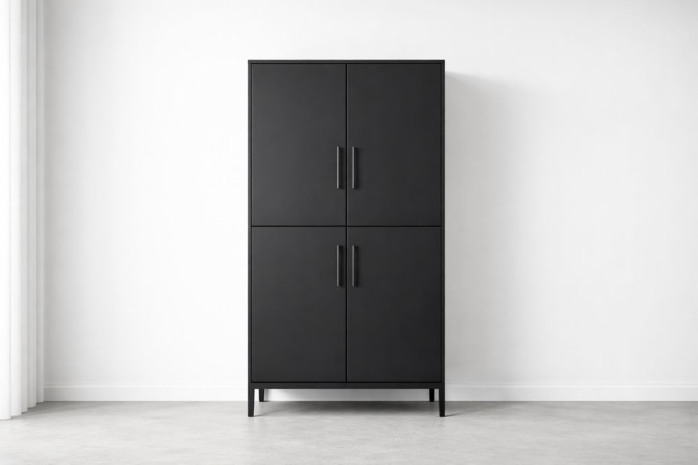 Black Metal Four-Door Storage Cabinet