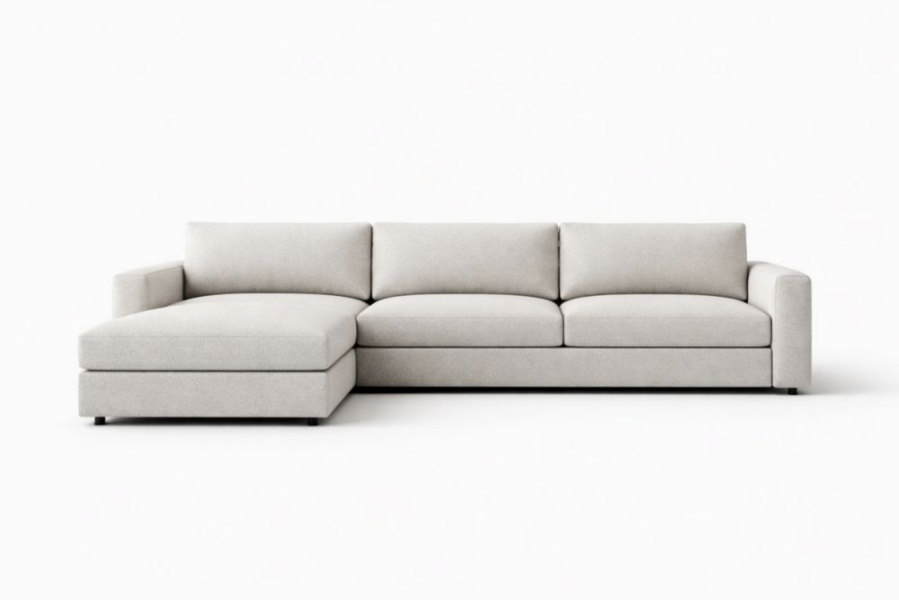 Linen Fabric Sectional Sofa with Left Chaise in Light Grey 105x67x34 Inches