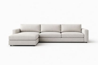Linen Fabric Sectional Sofa with Left Chaise in Light Grey 105x67x34 Inches