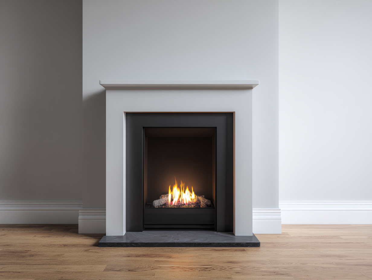 Camino - marmo - 140x37x108 cm - bianco - design moderno-Nestleova