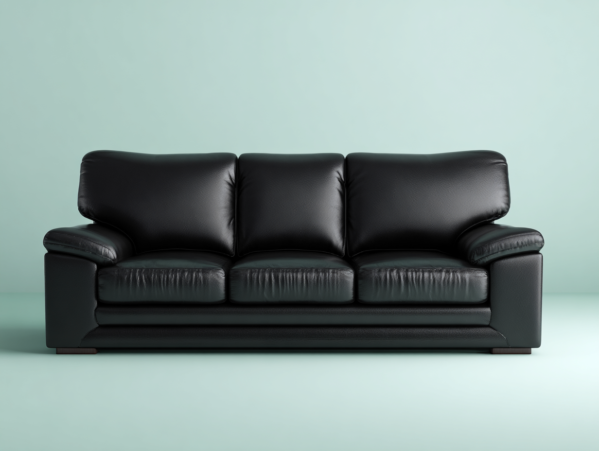 Divano a 3 posti - pelle - 218x95x82 cm - nero - stile moderno-Nestleova