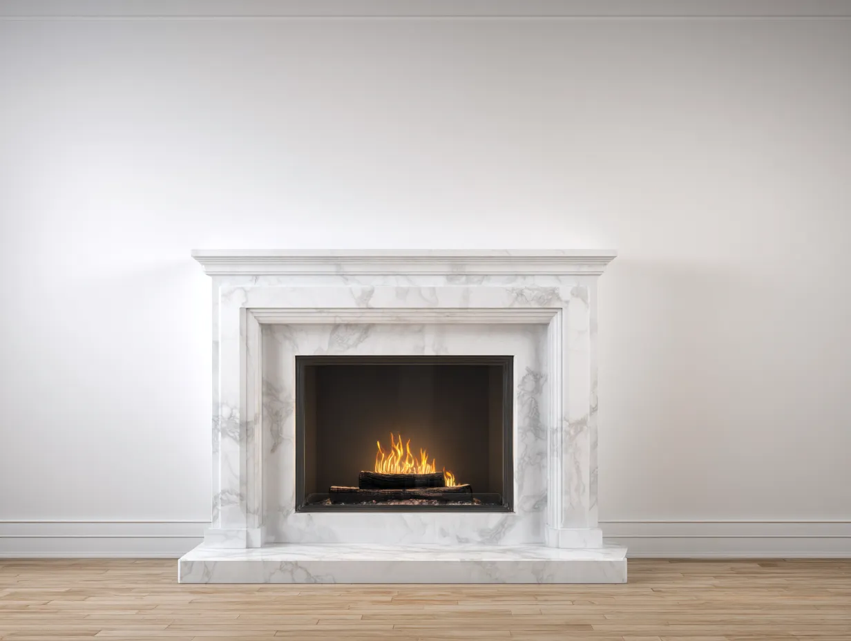 Camino - marmo - 158x41x110 cm - bianco - stile classico-Nestleova