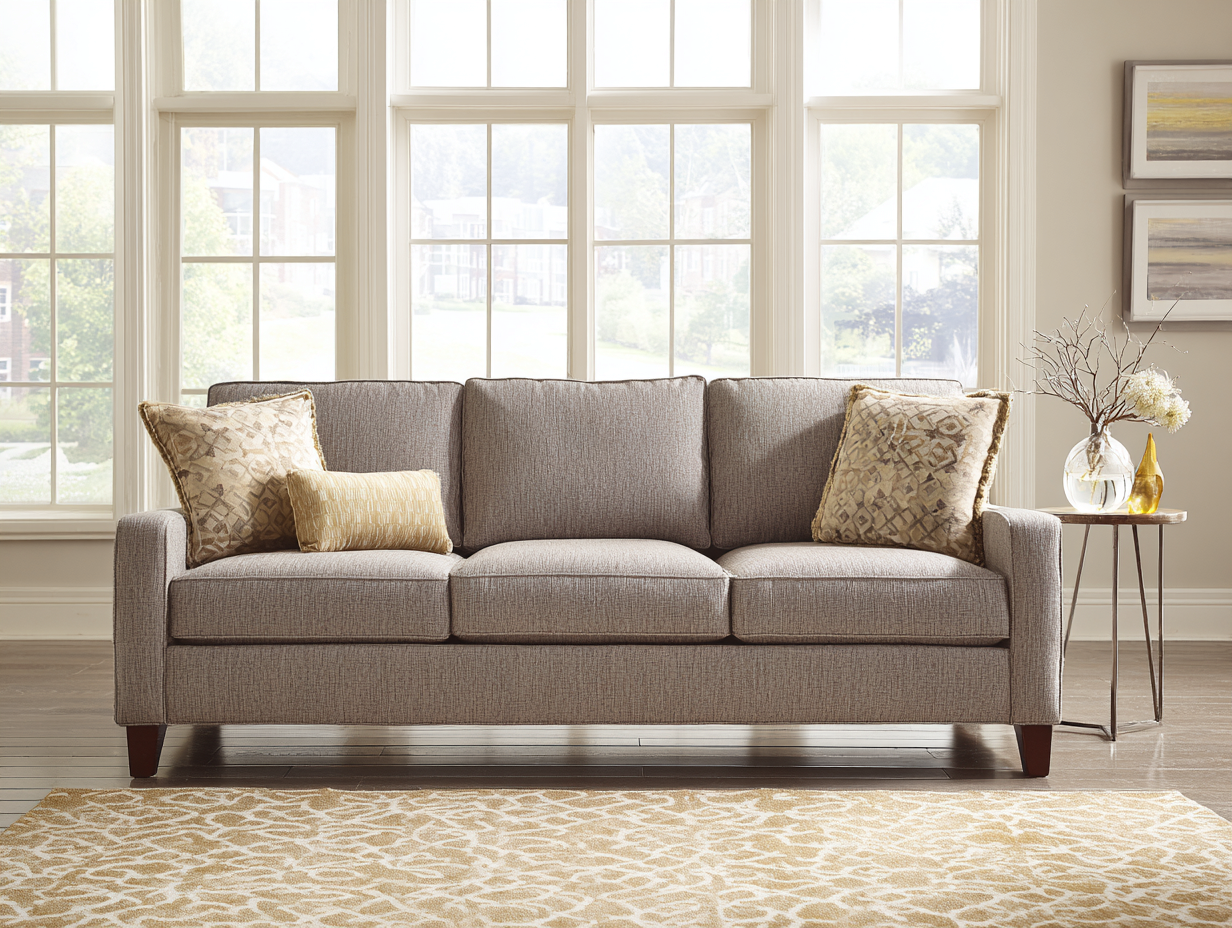 Divano a 3 posti - tessuto-legno - 210x92x80 cm - grigio - stile contemporaneo-Nestleova