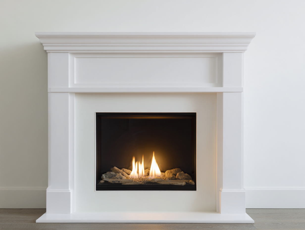 Camino - marmo - 152x40x118 cm - bianco - stile classico-Nestleova