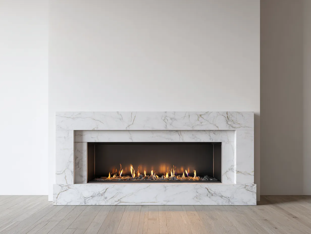 Camino - marmo - 182x44x58 cm - bianco - design moderno-Nestleova