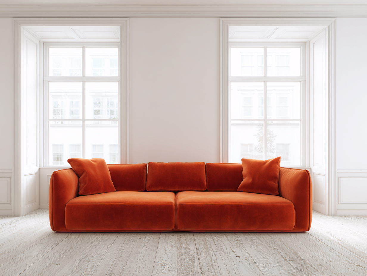 Divano a 3 posti - velluto - 198x92x74 cm - arancione - design moderno-Nestleova