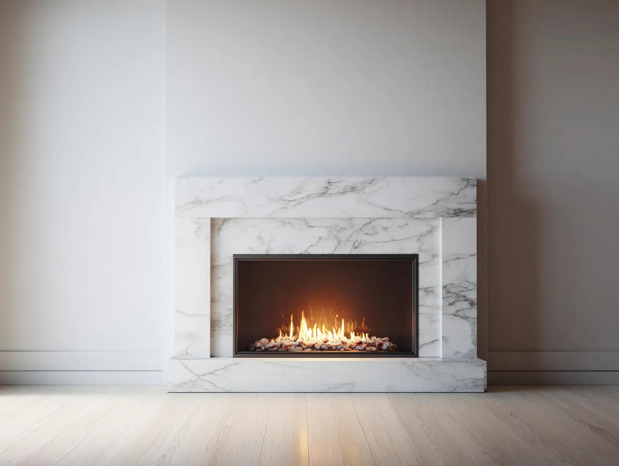 Camino - marmo - 160x42x55 cm - bianco - design moderno-Nestleova