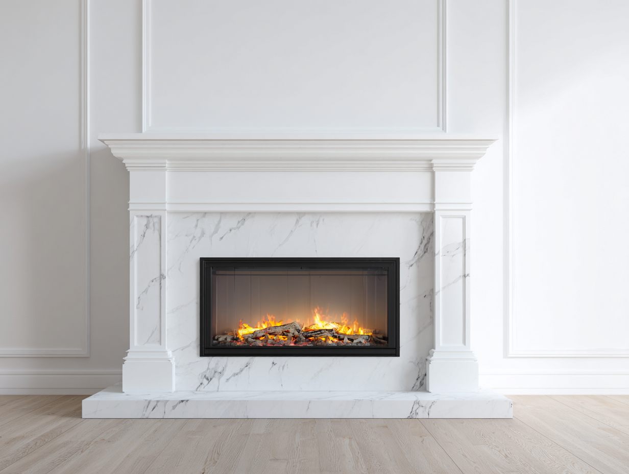 Camino - marmo - 168x42x122 cm - bianco - stile classico-Nestleova