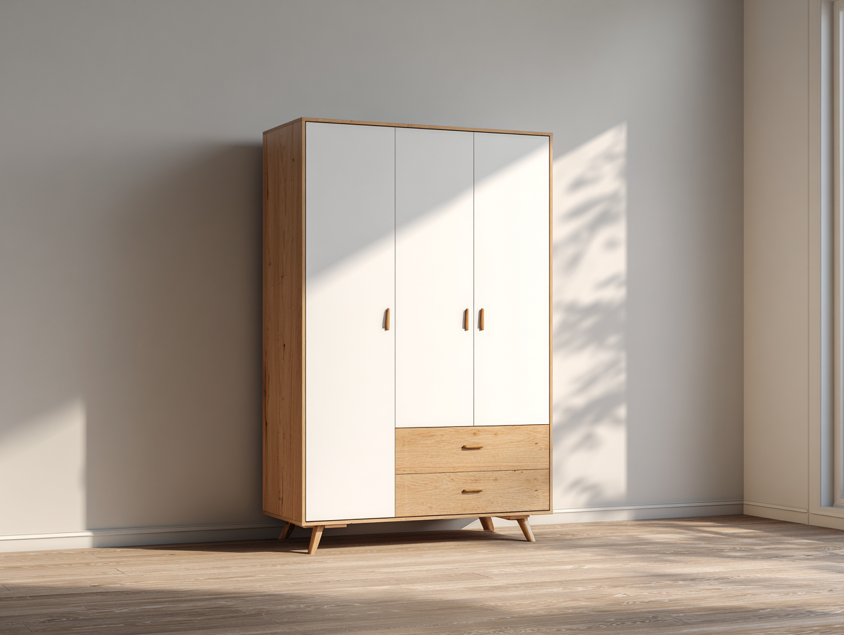 Armadio-MDF-legno-175x60x208 cm-bianco-rovere-design moderno-Nestleova