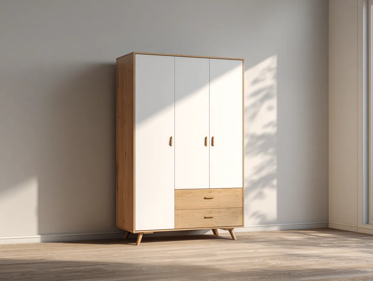 Armadio-MDF-legno-175x60x208 cm-bianco-rovere-design moderno-Nestleova