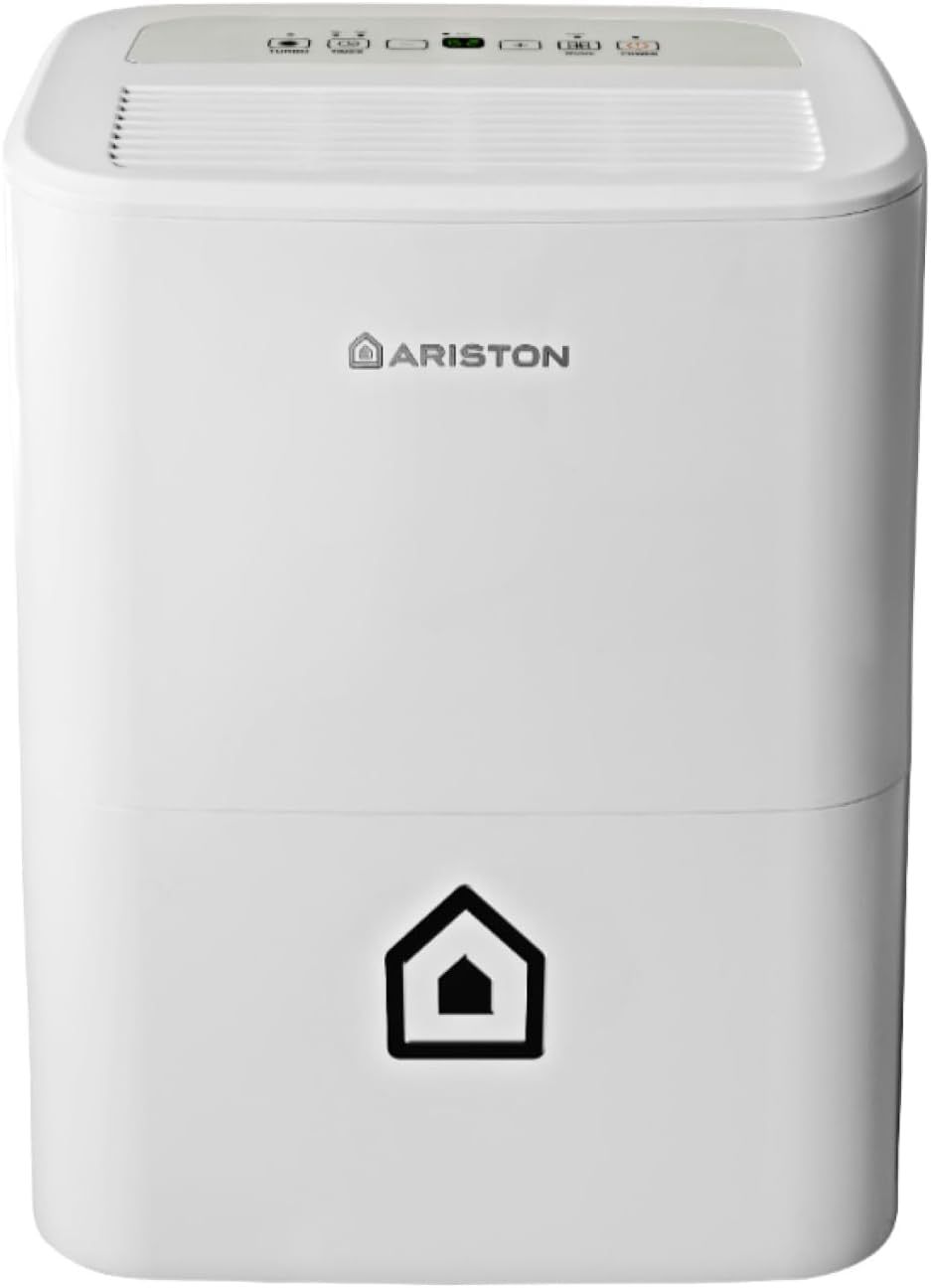 Ariston DEOS 16S Wifi - Deumidificatore Casa Muffa Portatile 16L 24h Adatto per Bagno e Ambienti Fino 44 m2, Piccolo e Assorbi Umidita 24,5x35x51 con Timer di Accensione Automatica, Consumo Massimo 430w-Frameare