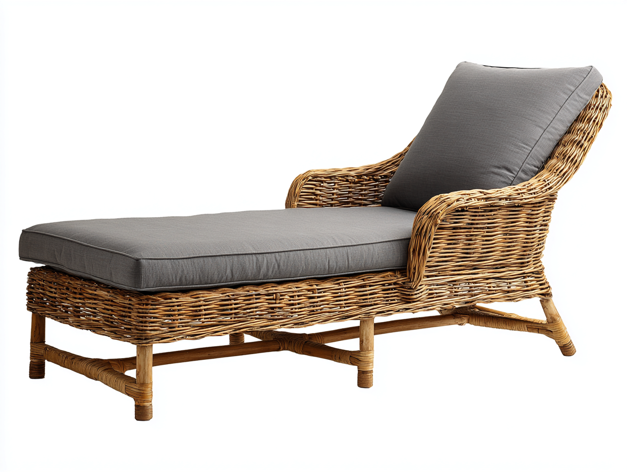 Lettino prendisole in rattan 195x70x85 cm - grigio-naturale - per giardino e terrazza - stile naturale-Frameare
