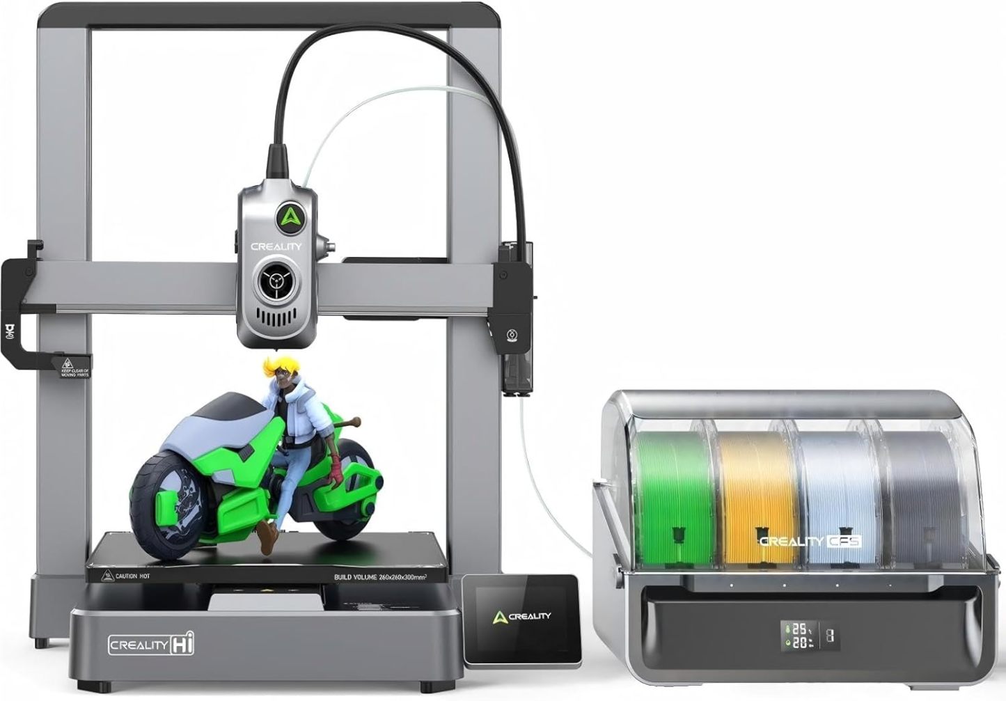 Creality Hi Combo A Stampante 3D Multicolore 16 Colori con CFS, 500mm s Alta Velocita, Autolivellamento, Lettura Filamento e Anti-Blocco, 95 percento Preassemblato, Struttura Metallica 260x260x300 mm-Frameare