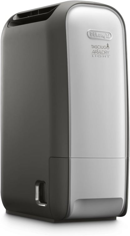 DeLonghi Tasciugo AriaDry Light - Deumidificatore Casa Portatile, Tecnologia Zeolite e Ionizzatore, 7.5L Giorno, Asciugabiancheria, Antimuffa, Silenzioso, Funzione Swing, Timer, Grigio DNS80-Frameare