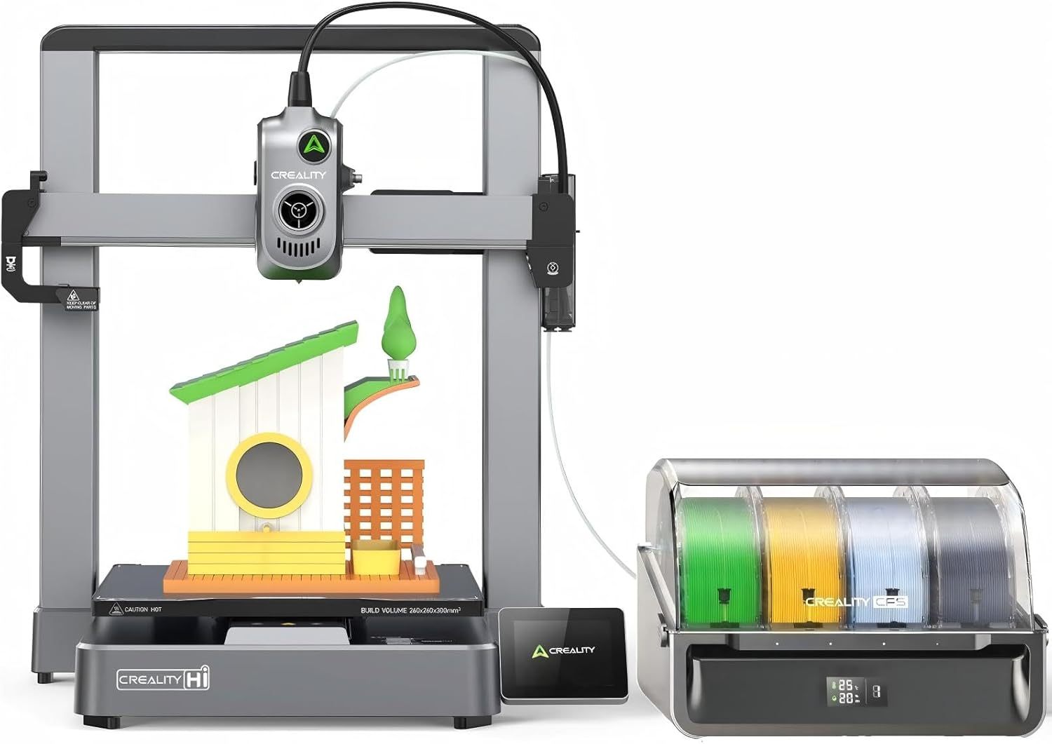 Creality Hi Combo A Stampante 3D Multicolore con CFS, 500mm s Alta Velocita, Autolivellamento, Lettura Filamento e Estrusore Anti-Blocco, 95 percento Preassemblato, Struttura Metallica 260x260x300 mm-Frameare