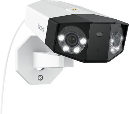 Reolink 16MP PoE Telecamera Esterno, Doppio Obiettivo per Vista Panoramica a 180 gradi, Rilevamento di Uomo Veicolo Animale, Audio Bidirezionale, Faretti, Supporta Registrazione Continua 24 7, Duo 3 PoE-Frameare