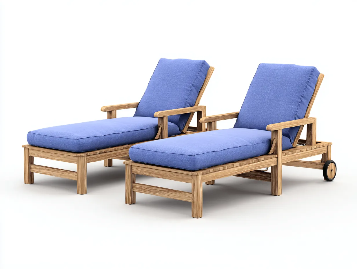 Lettino prendisole in legno massello con cuscino 200x65x35 cm - blu - design moderno per giardino e terrazza-Frameare