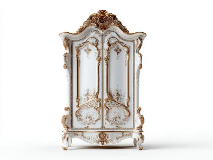 Armadio in legno con ante decorative 120x55x200 cm - bianco-oro - stile classico per camera da letto-Frameare