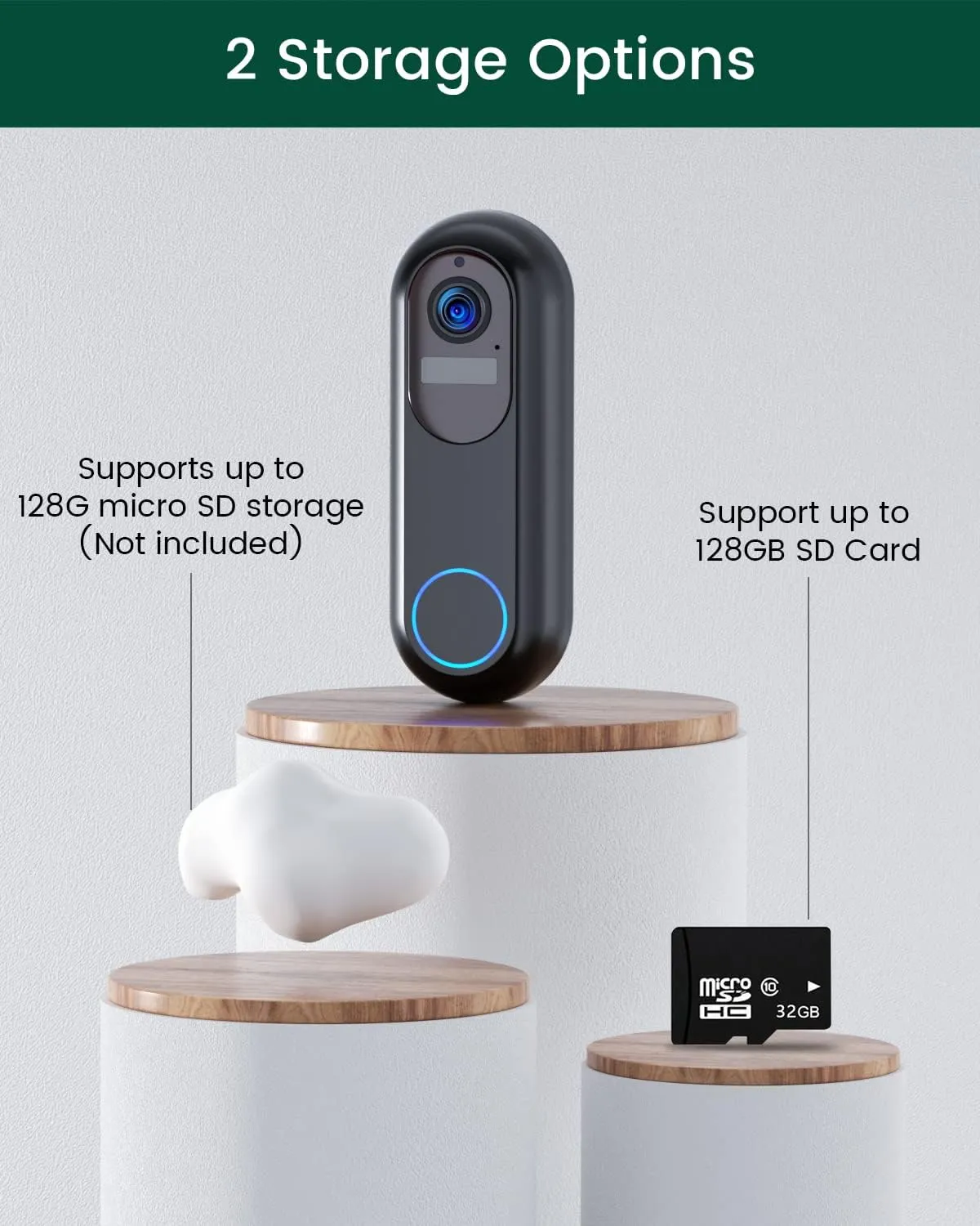 2K HD Smart Wireless Doorbell (Support Alexa、Google)