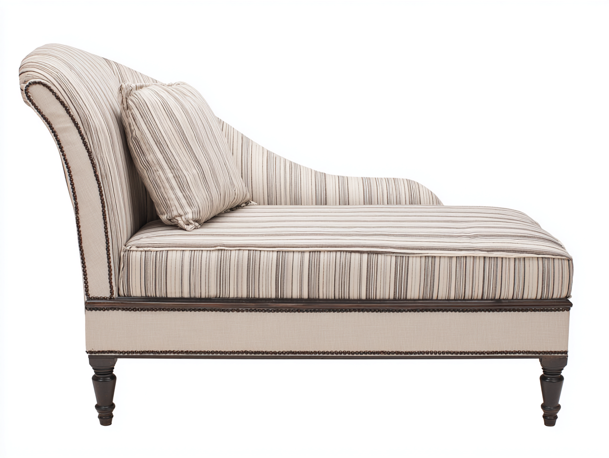 Chaise longue imbottita in tessuto a righe 165x75x80 cm - beige - stile classico per soggiorno-Sereneist