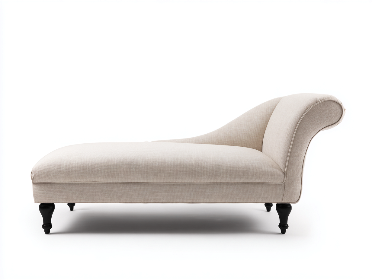Chaise longue imbottita con rivestimento in tessuto 175x65x78 cm - beige-nero - stile elegante per soggiorno-Sereneist