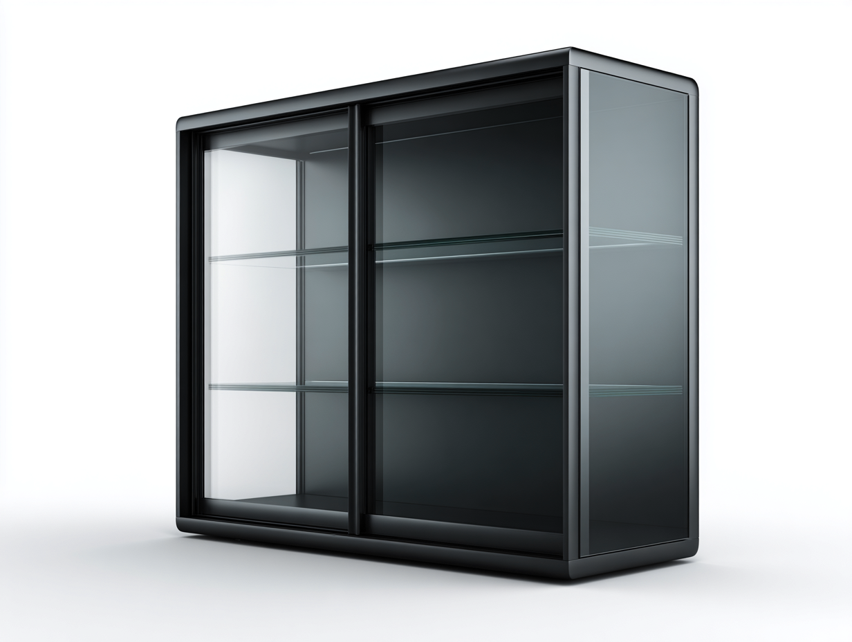 Vetrina moderna con ante scorrevoli in vetro 120x40x90 cm - nero-trasparente - design essenziale per soggiorno-Sereneist