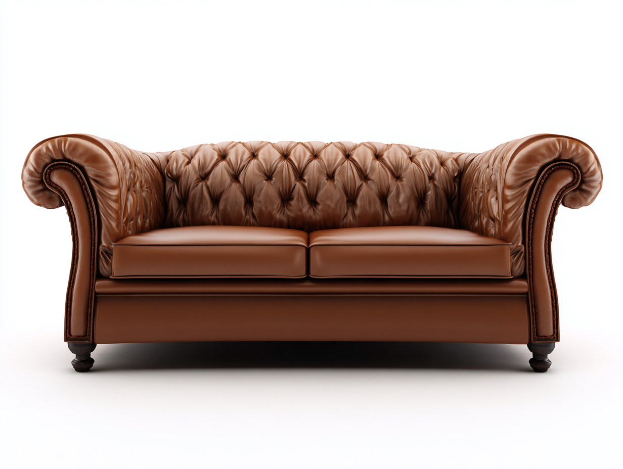 Divano a due posti in pelle 185x92x78 cm - marrone - per soggiorno - stile classico-Sereneist