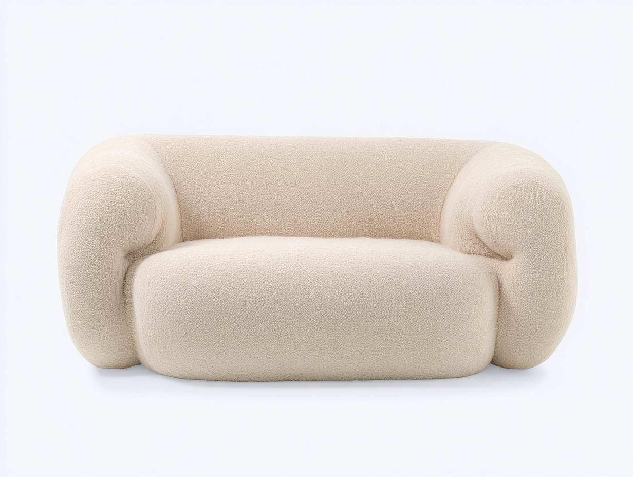 Divano a due posti imbottito con rivestimento in tessuto 160x90x75 cm - beige - design moderno e avvolgente-Sereneist