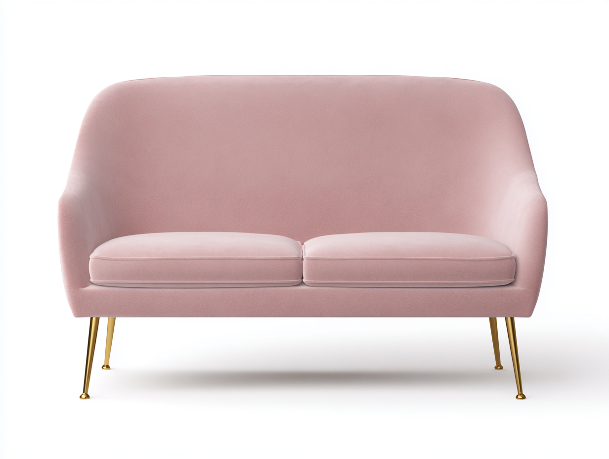 Divano a due posti imbottito con rivestimento in tessuto 150x75x80 cm - rosa-oro - design moderno per soggiorno-Sereneist