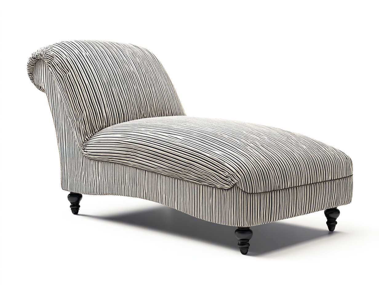 Chaise longue moderna imbottita con rivestimento a righe 160x65x75 cm - bianco-nero - design elegante e confortevole-Sereneist