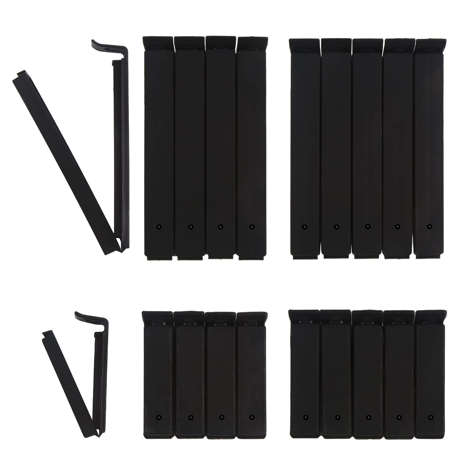 KUMD Pack of 22 Food Sealing Clips, Matt Black, Plastic Sealing Clips and Bag Clips, Clips for Bags in 2 Sizes-B0GL8GMGSX