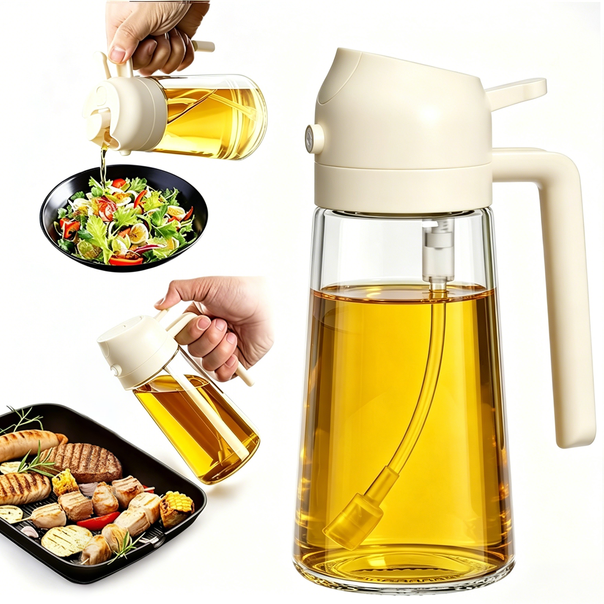 Pure Future 2-in-1 Olive Oil Sprayer for Cooking, White- Model: B0H452DYBR