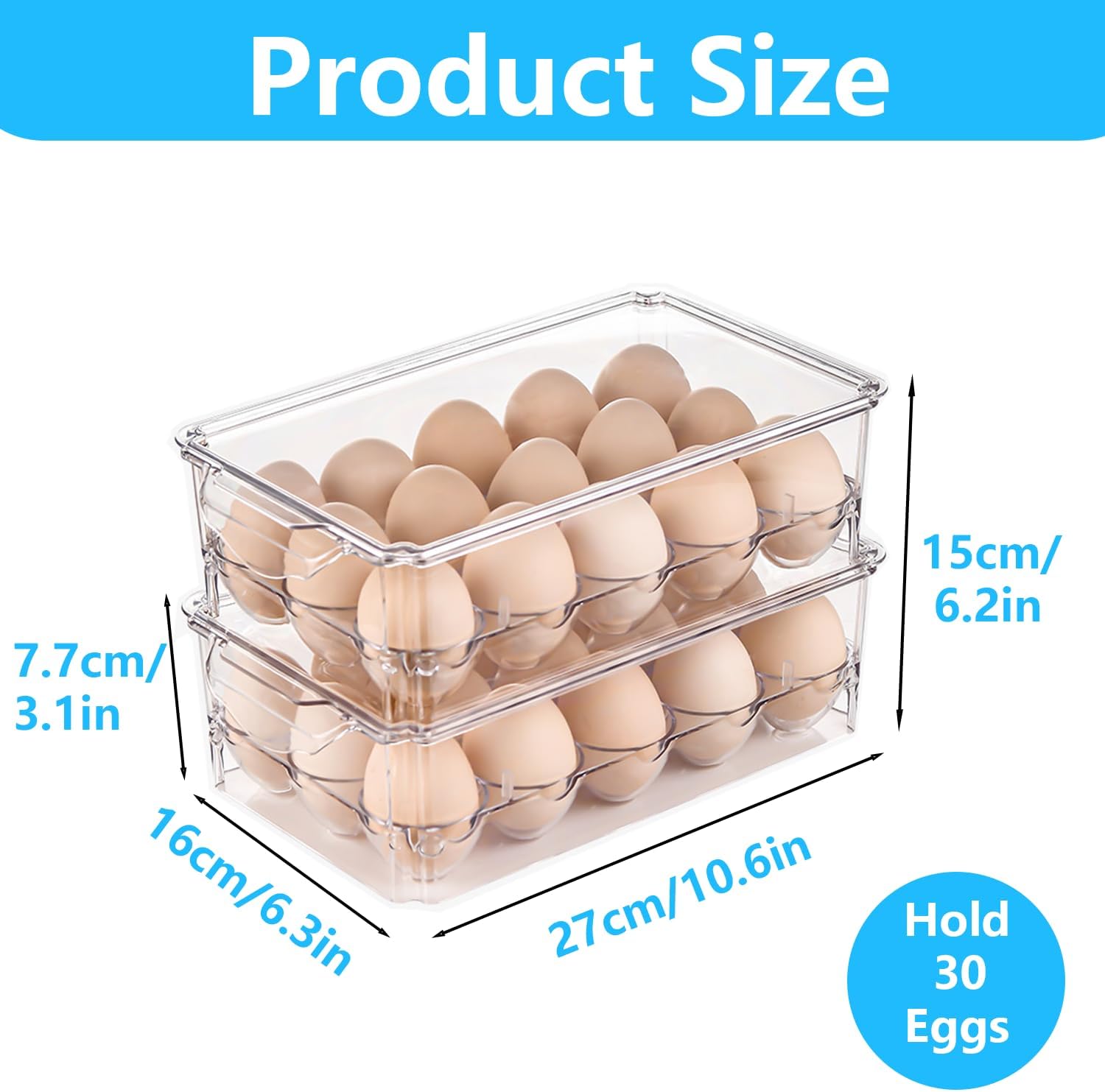 Pure Future 2-Pack Fridge Organizers and Storage (Holds 30 Eggs) - Model: B0BMPC67RQ