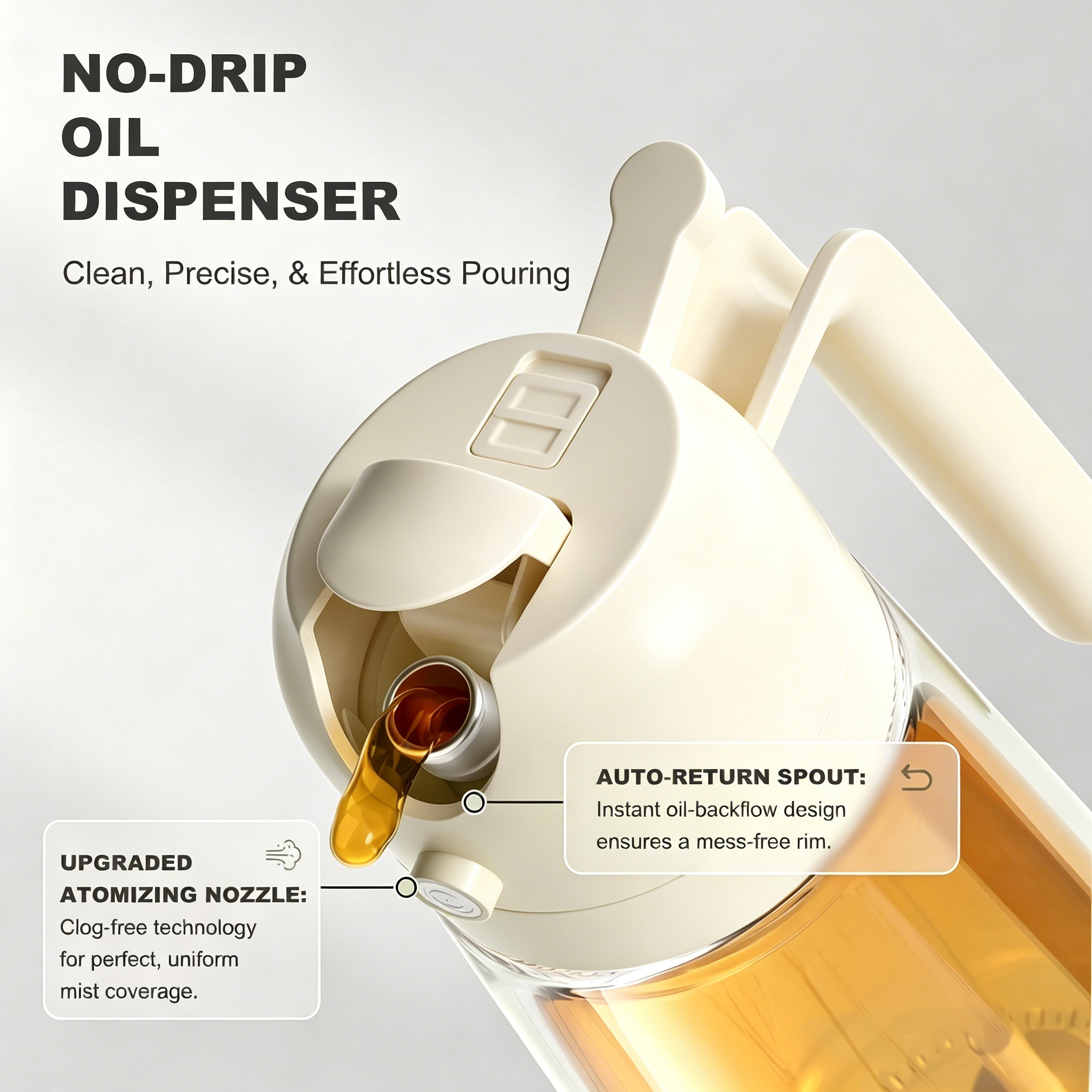 Pure Future 2-in-1 Olive Oil Sprayer for Cooking, White- Model: B0H452DYBR
