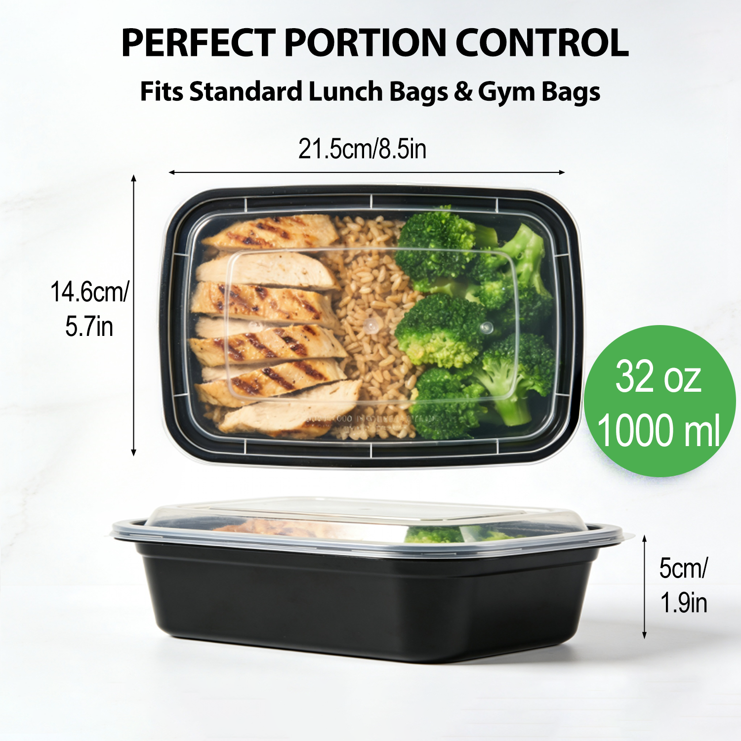 KUMD 20-Pack (40-Piece Set) 32oz Meal Prep Containers - 1 Compartment - Model: B0G1FMWBT4