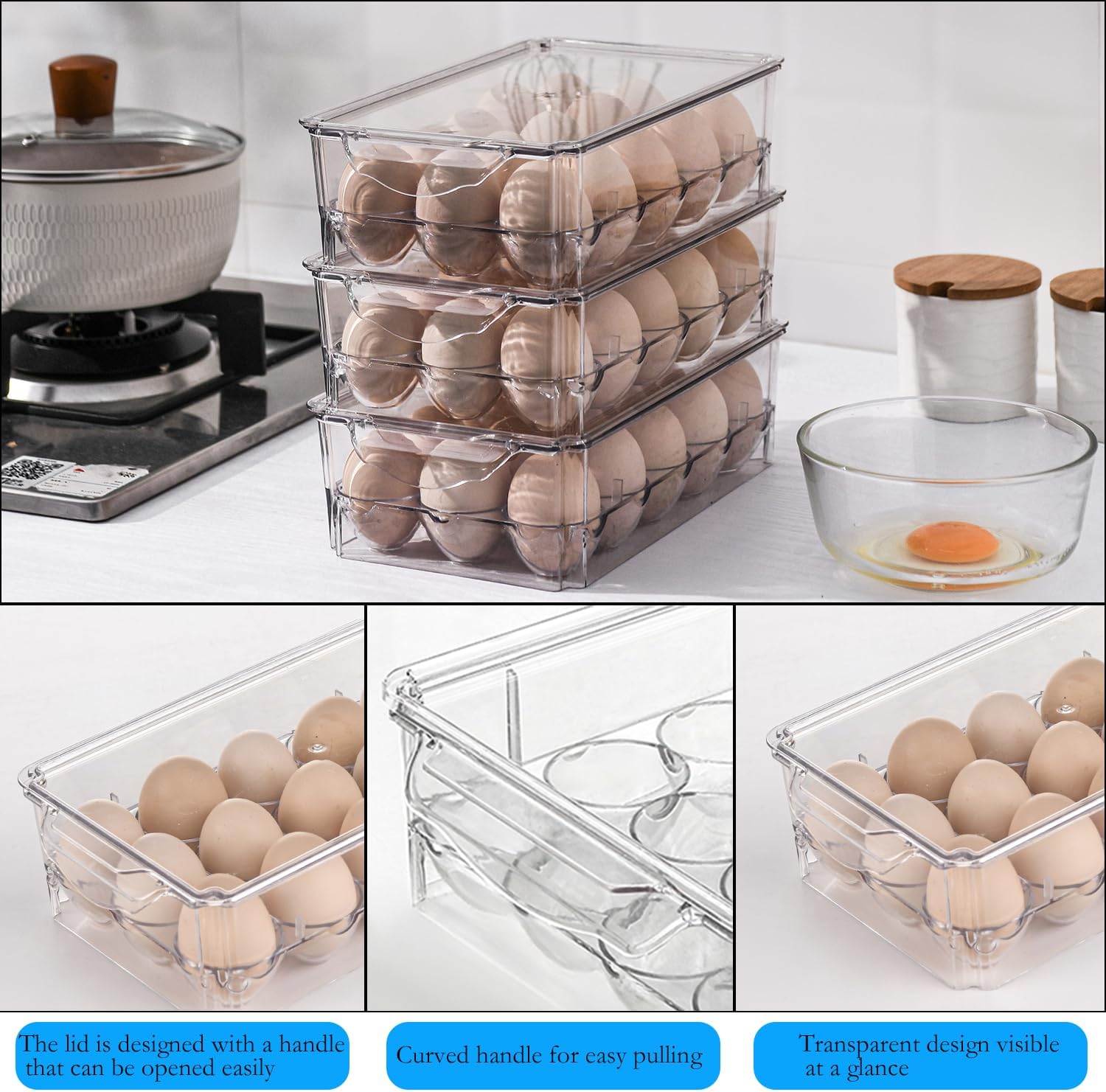 Pure Future 2-Pack Fridge Organizers and Storage (Holds 30 Eggs) - Model: B0BMPC67RQ