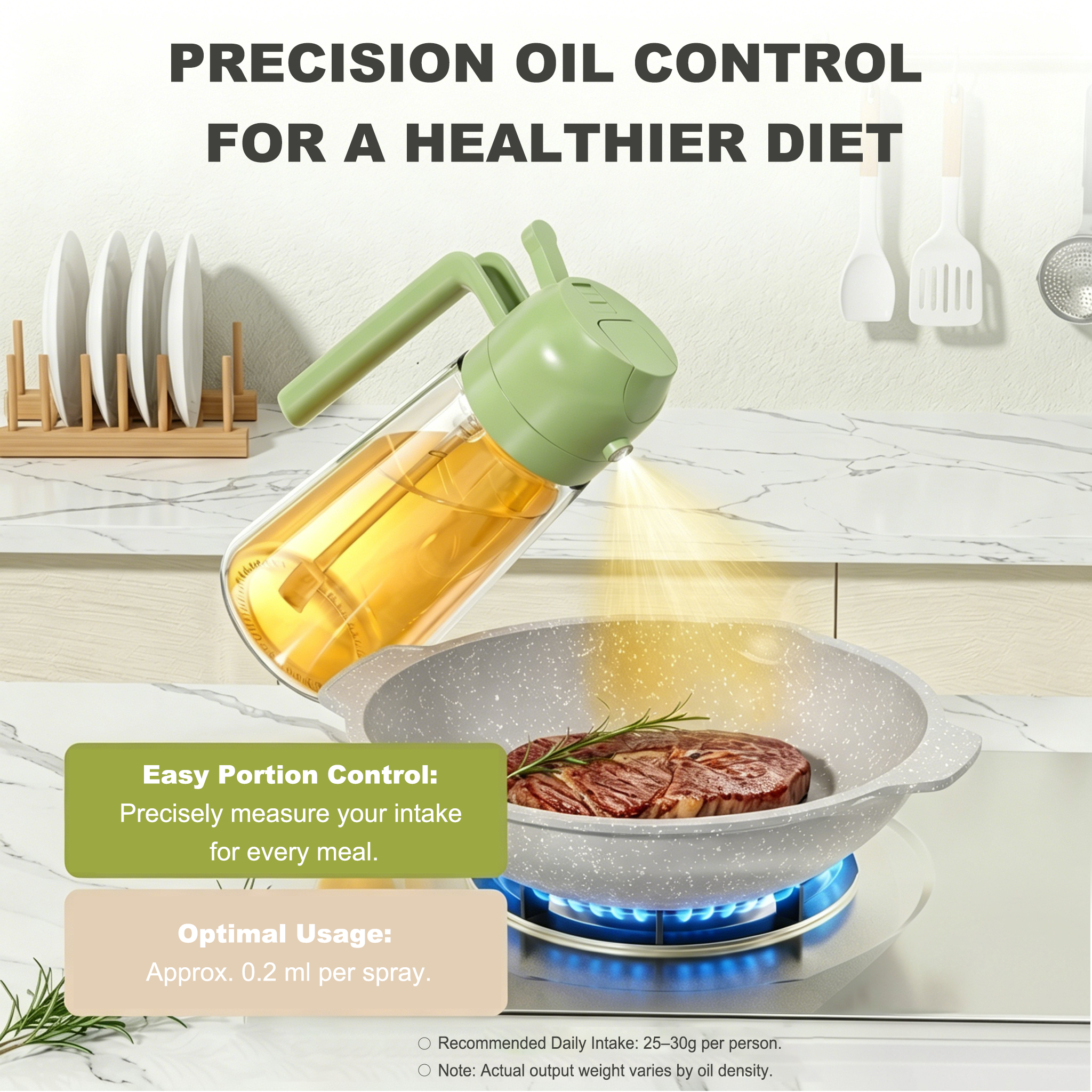 Pure Future 2-in-1 Olive Oil Sprayer for Cooking, Green- Model: B0H455G1TT