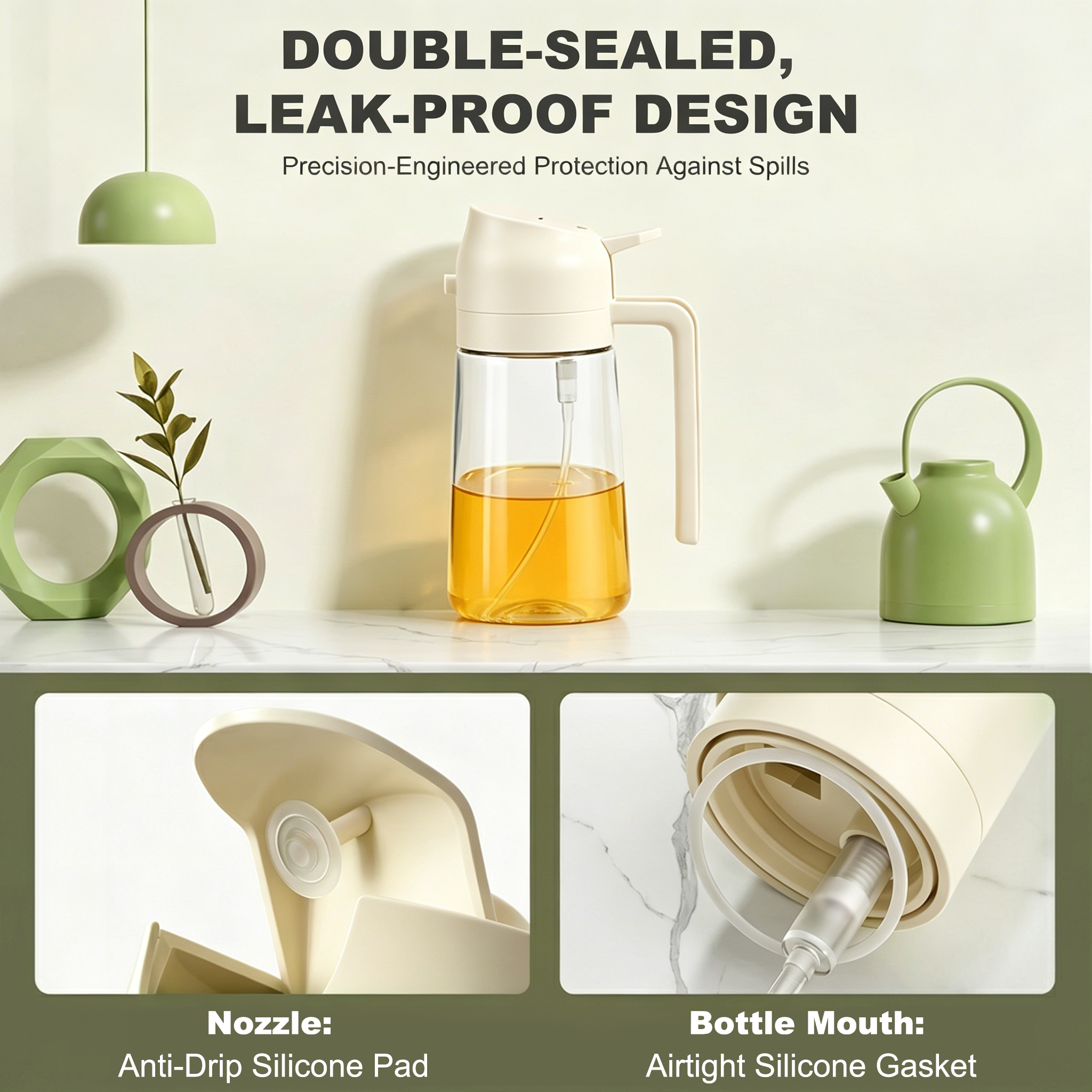 Pure Future 2-in-1 Olive Oil Sprayer for Cooking, White- Model: B0H452DYBR