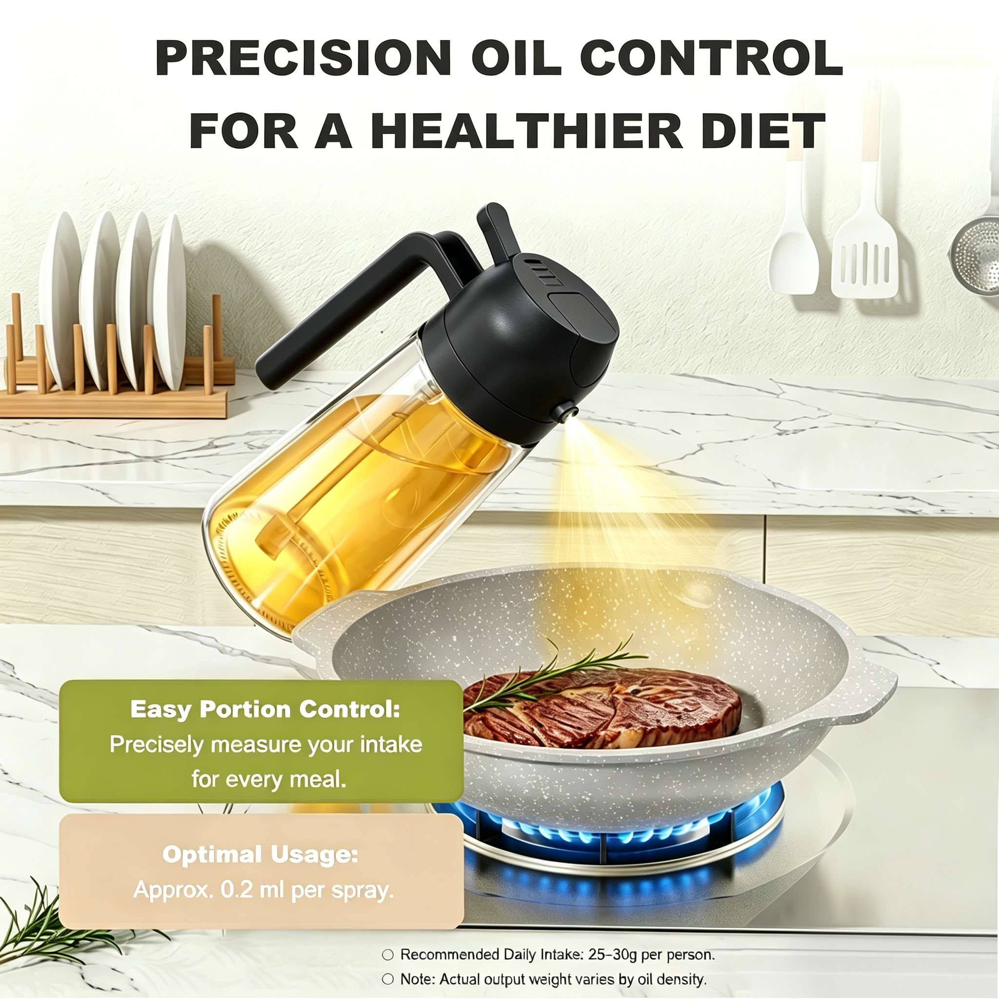 Pure Future 2-in-1 Olive Oil Sprayer for Cooking,Black - Model: B0H45145QP