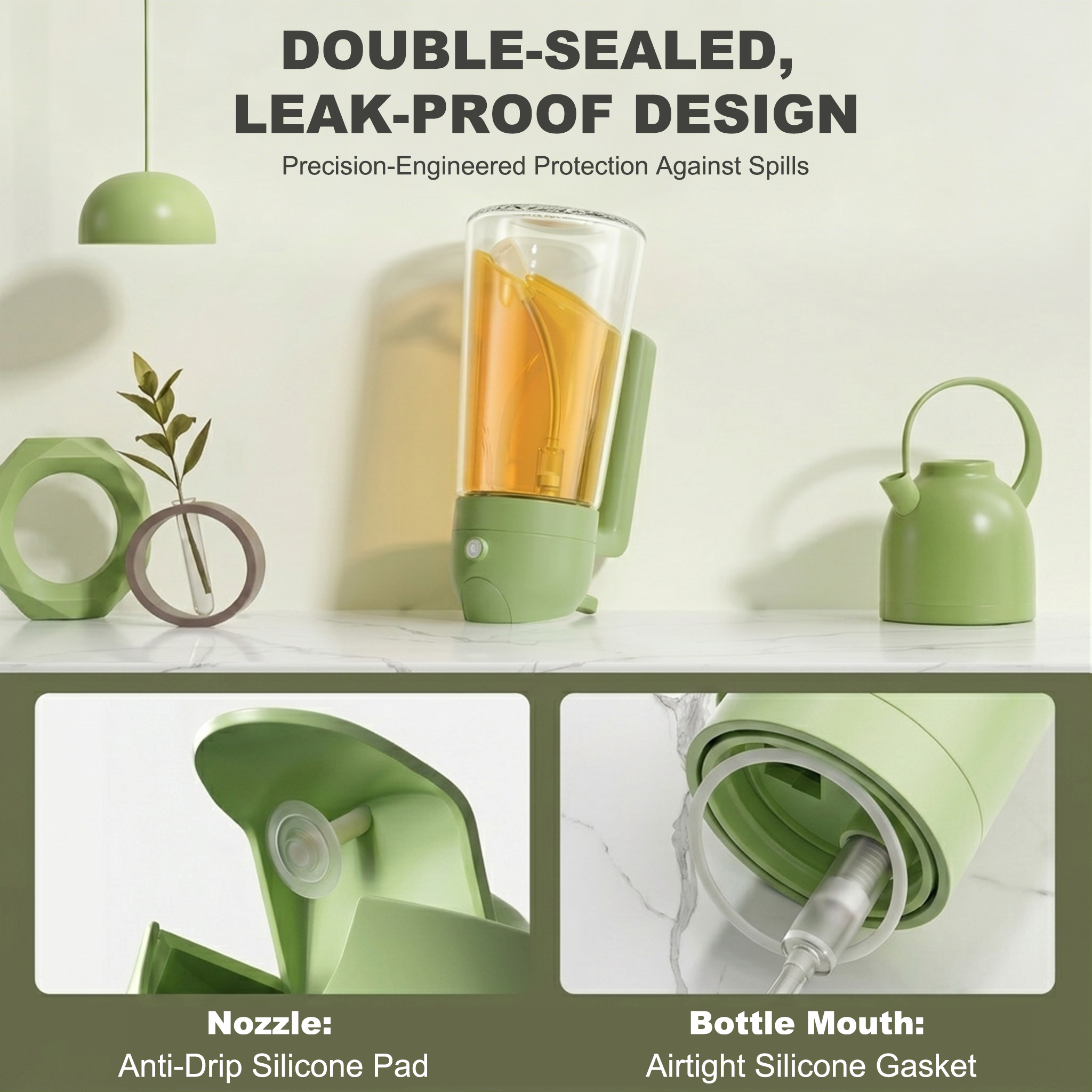 Pure Future 2-in-1 Olive Oil Sprayer for Cooking, Green- Model: B0H455G1TT