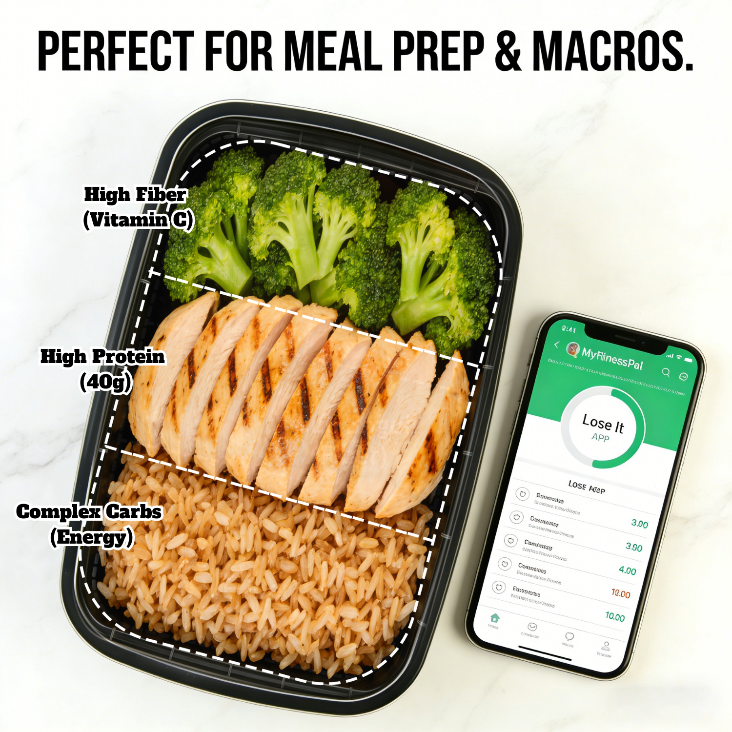 KUMD 20-Pack (40-Piece Set) 32oz Meal Prep Containers - 1 Compartment - Model: B0G1FMWBT4