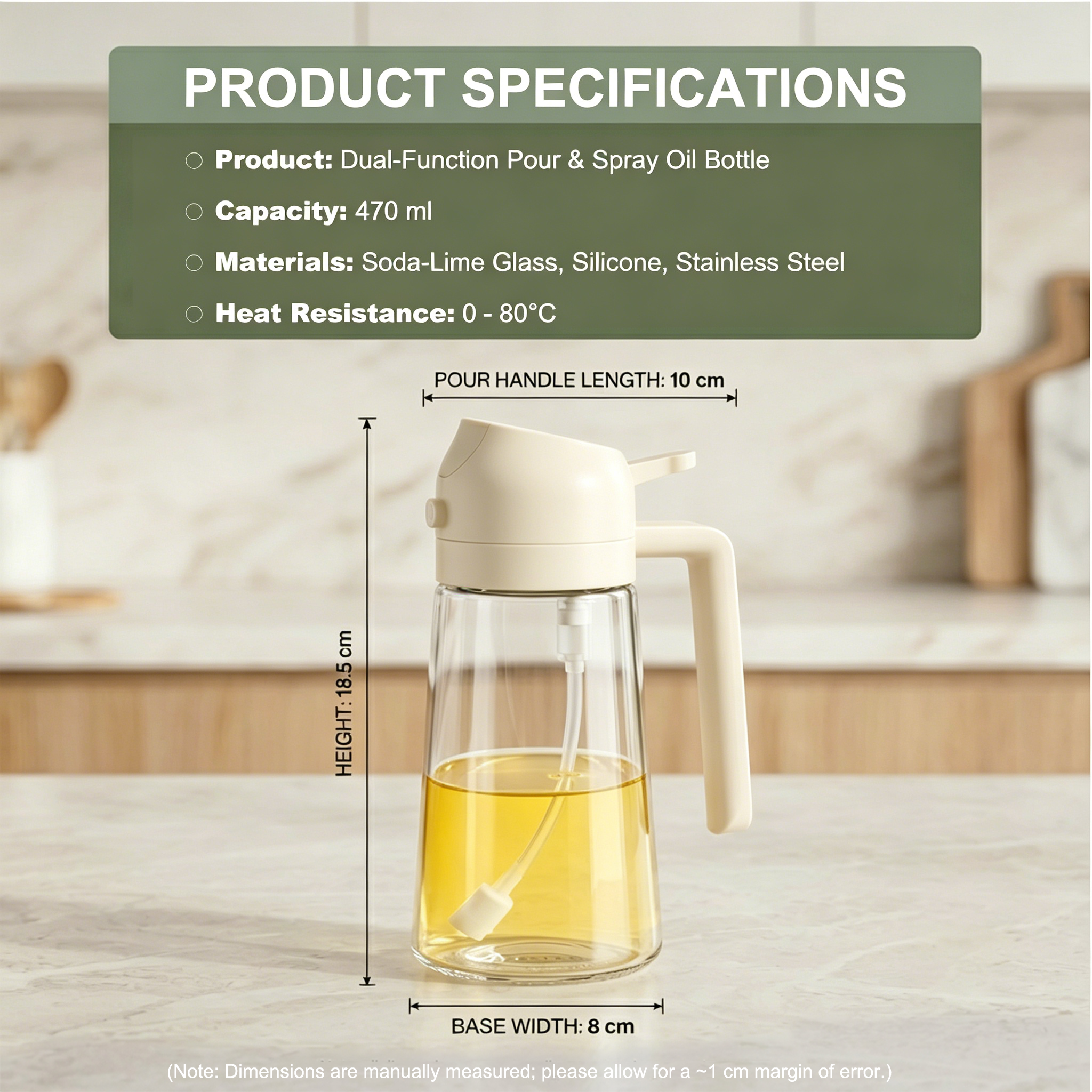 Pure Future 2-in-1 Olive Oil Sprayer for Cooking, White- Model: B0H452DYBR