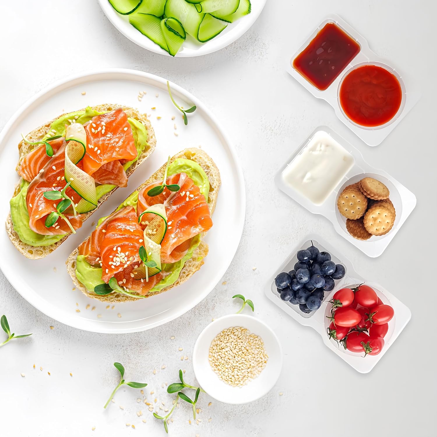 Pure Future Double Compartment Snack Containers 20-Pack  (Model:B0F17DD8LT)