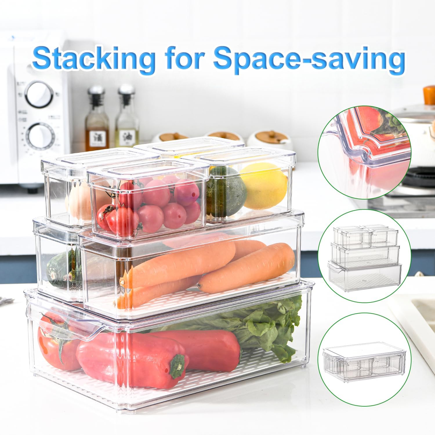 KUMD 14-Pack Stackable Fridge Organizers and Storage- Model: B0C4SR3Y38