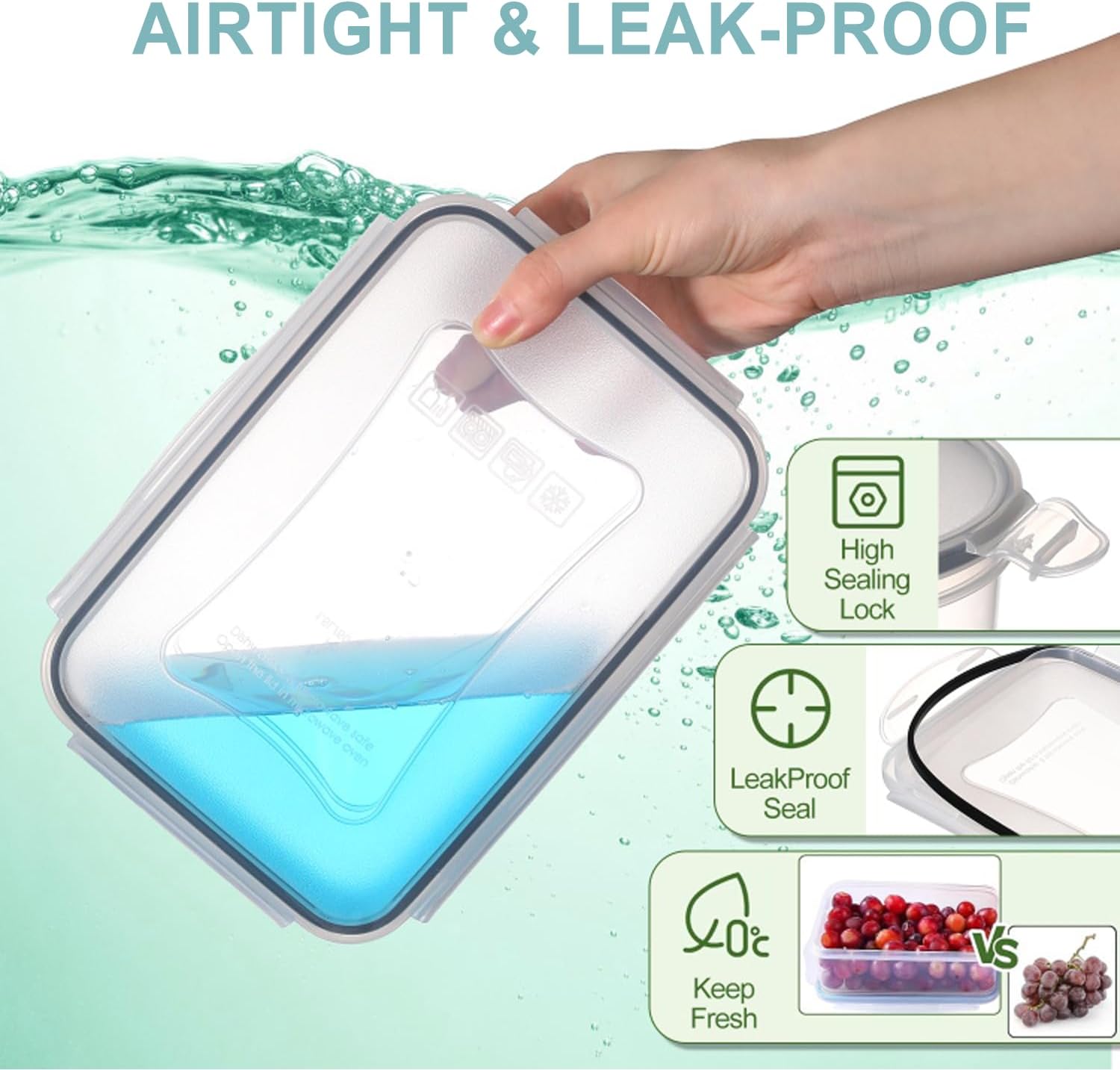 KUMD 50-Piece (25-Pack) Food Storage Containers Set with Lids - Model: B0DPYRYK8Q