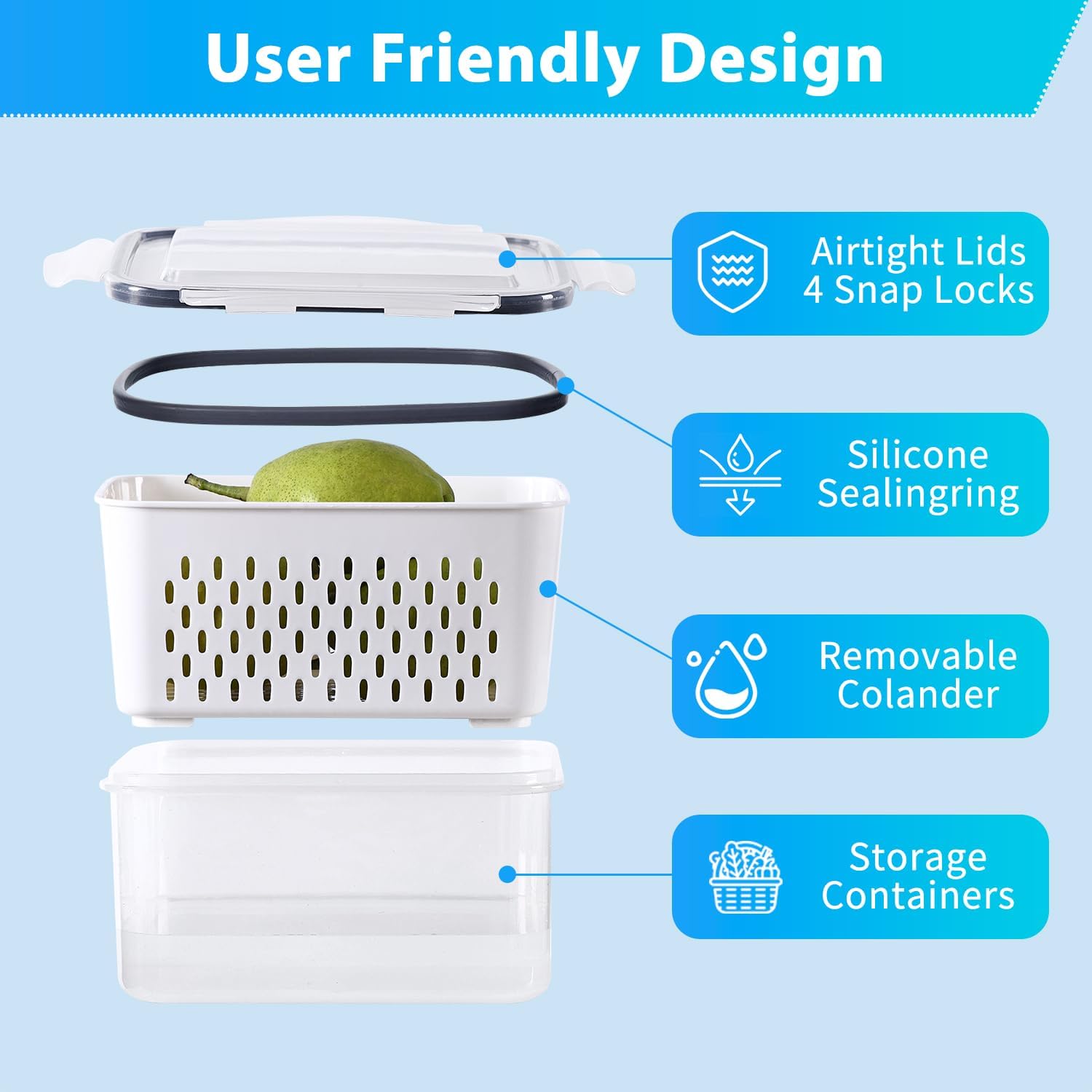 KUMD 24-Piece Airtight Fruit Storage Containers Set - Model: B0F136GJHH