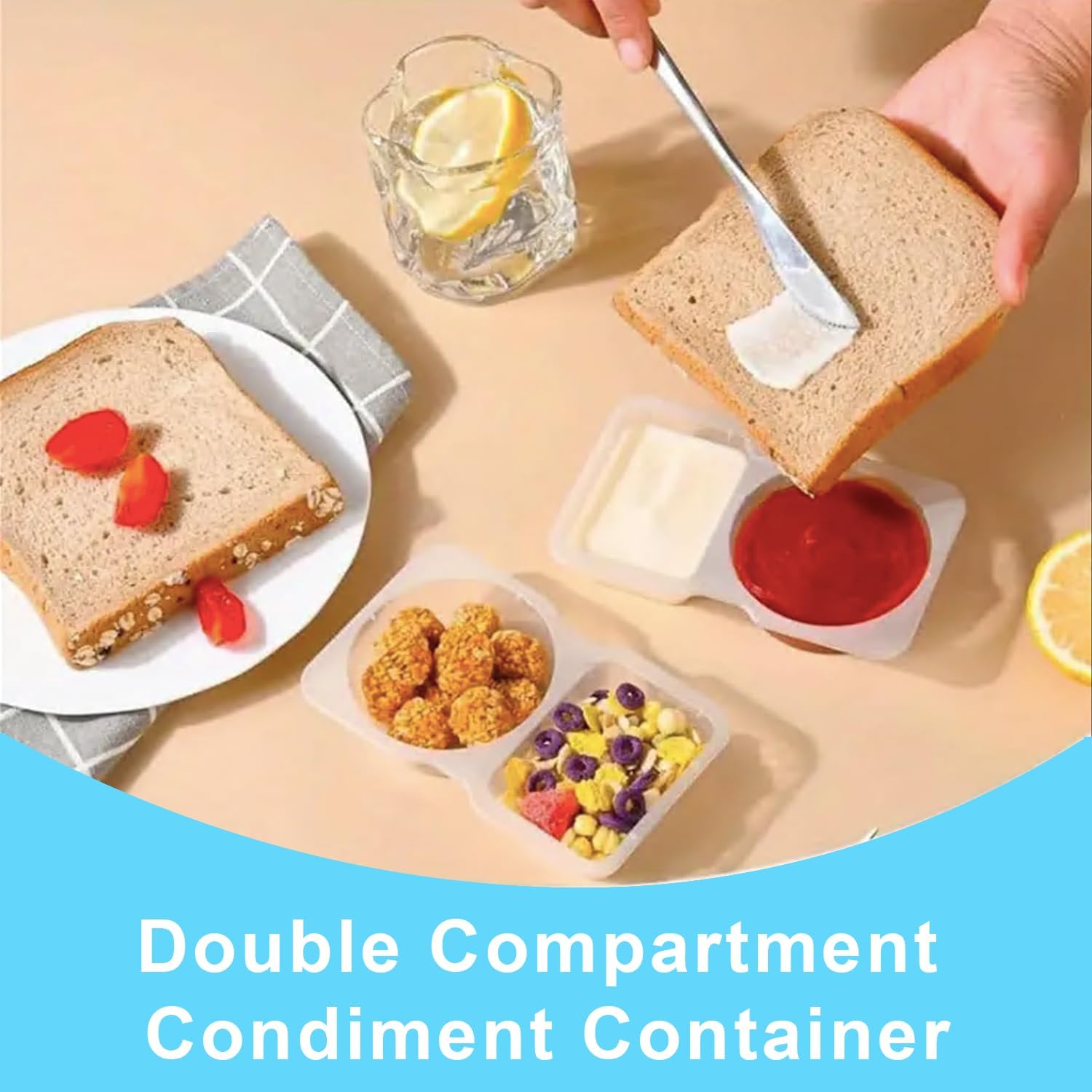 Pure Future 24-Pack Reusable Double Compartment Snack Containers - Model: B0FP59C66V